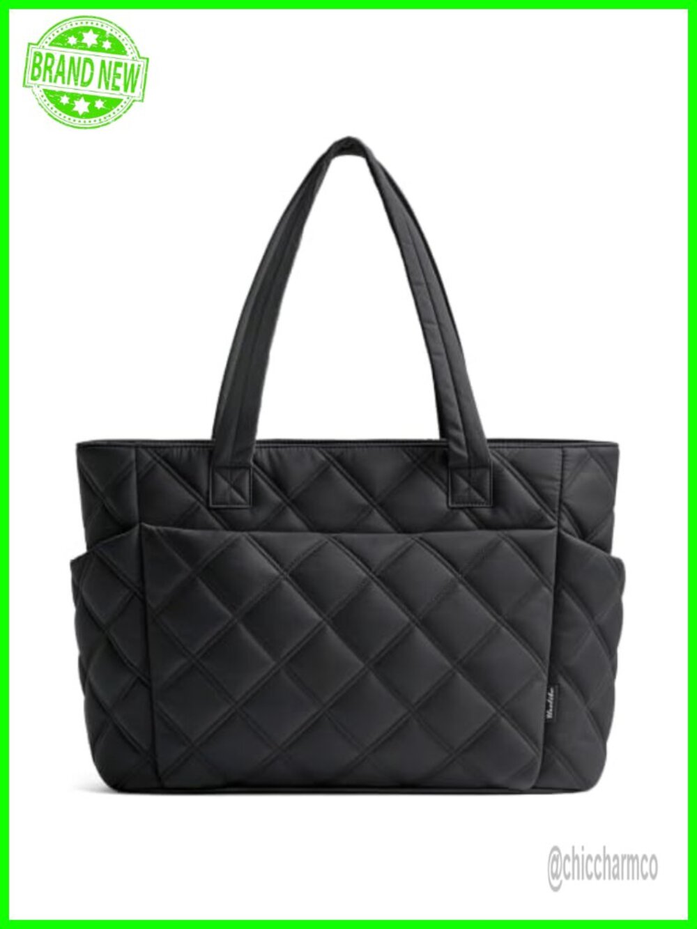 Quilted Puffer Tote Bag Lightweight Large Work Travel Shoulder Bag